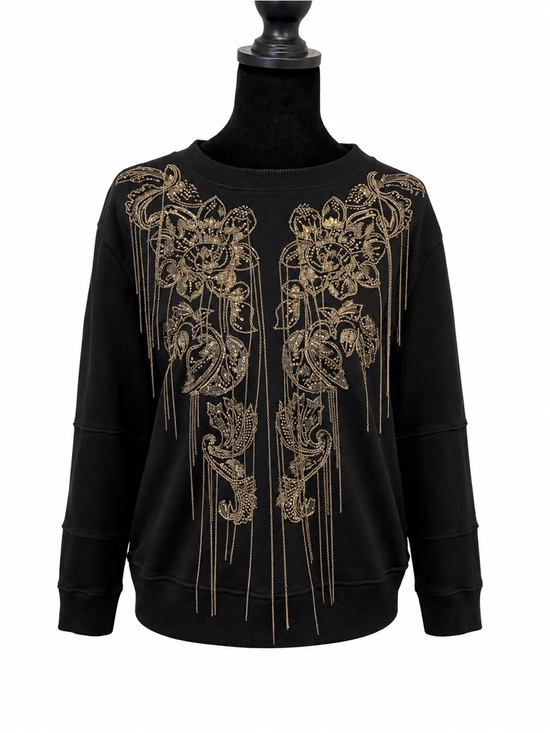 Alexander McQueen Tops - Alexander McQueen 426536 QGZ25 Embellished Floral Chain Sweatshirt IT 38